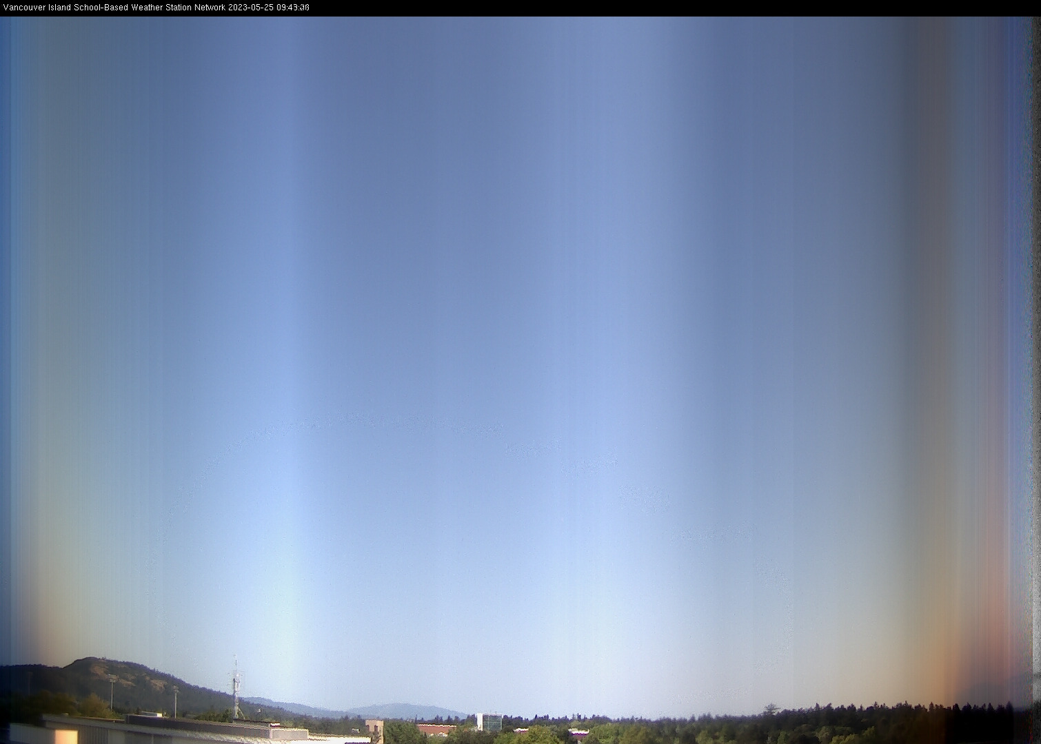 image of the sky seen from UVic, each column of pixels is a different minute, keogram