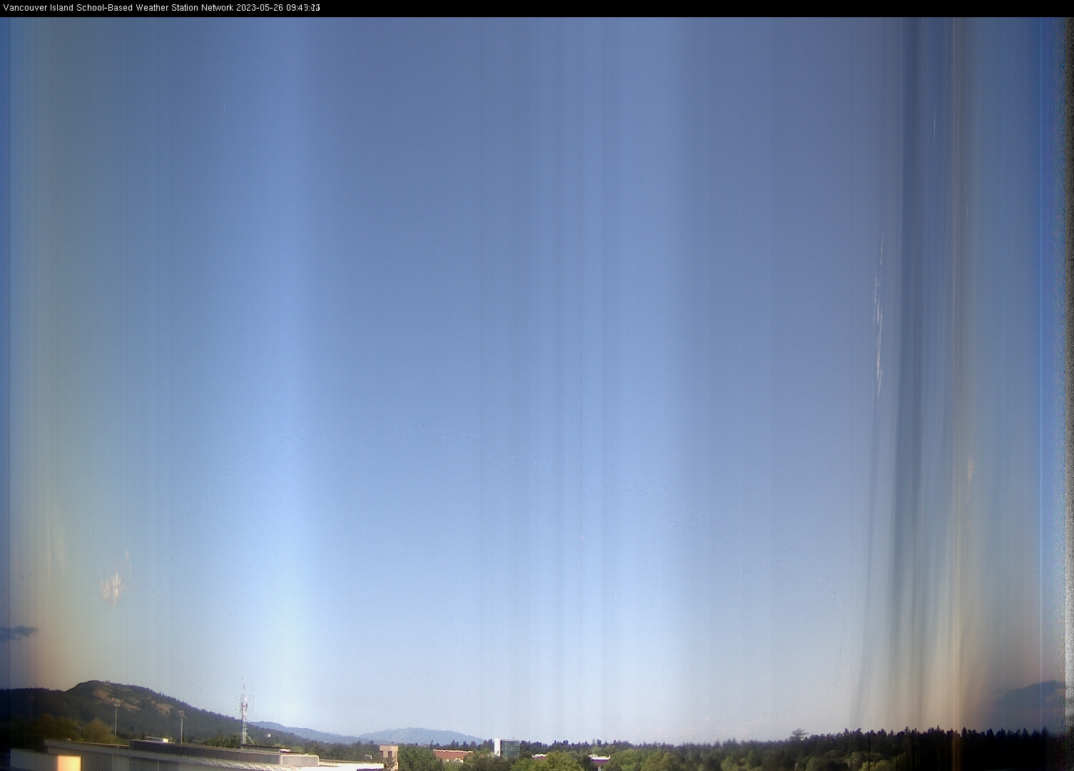 image of the sky seen from UVic, each column of pixels is a different minute, keogram