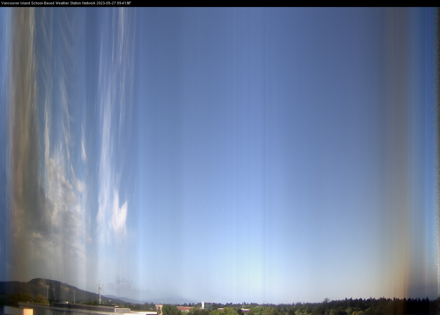 image of the sky seen from UVic, each column of pixels is a different minute, keogram