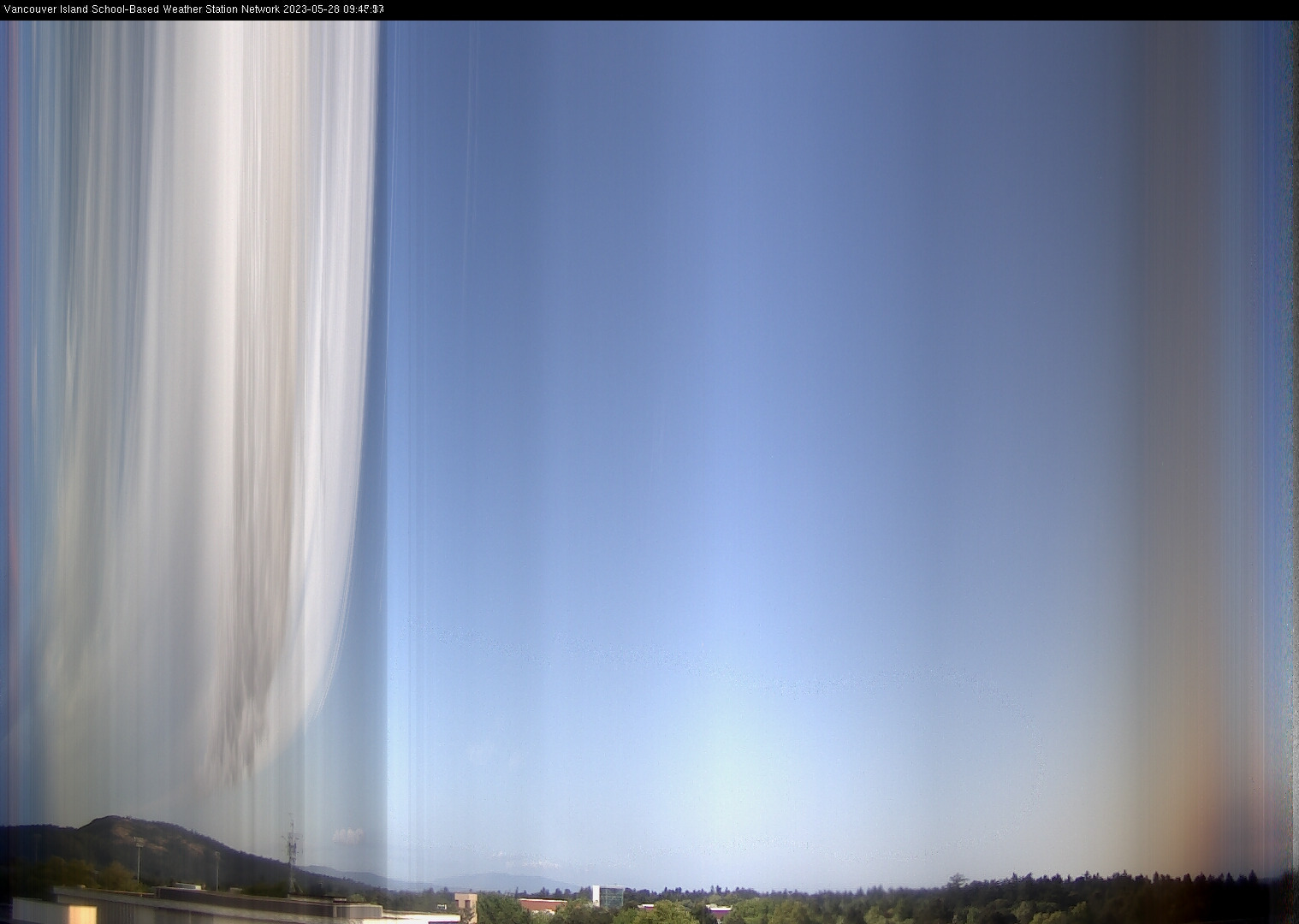 image of the sky seen from UVic, each column of pixels is a different minute, keogram