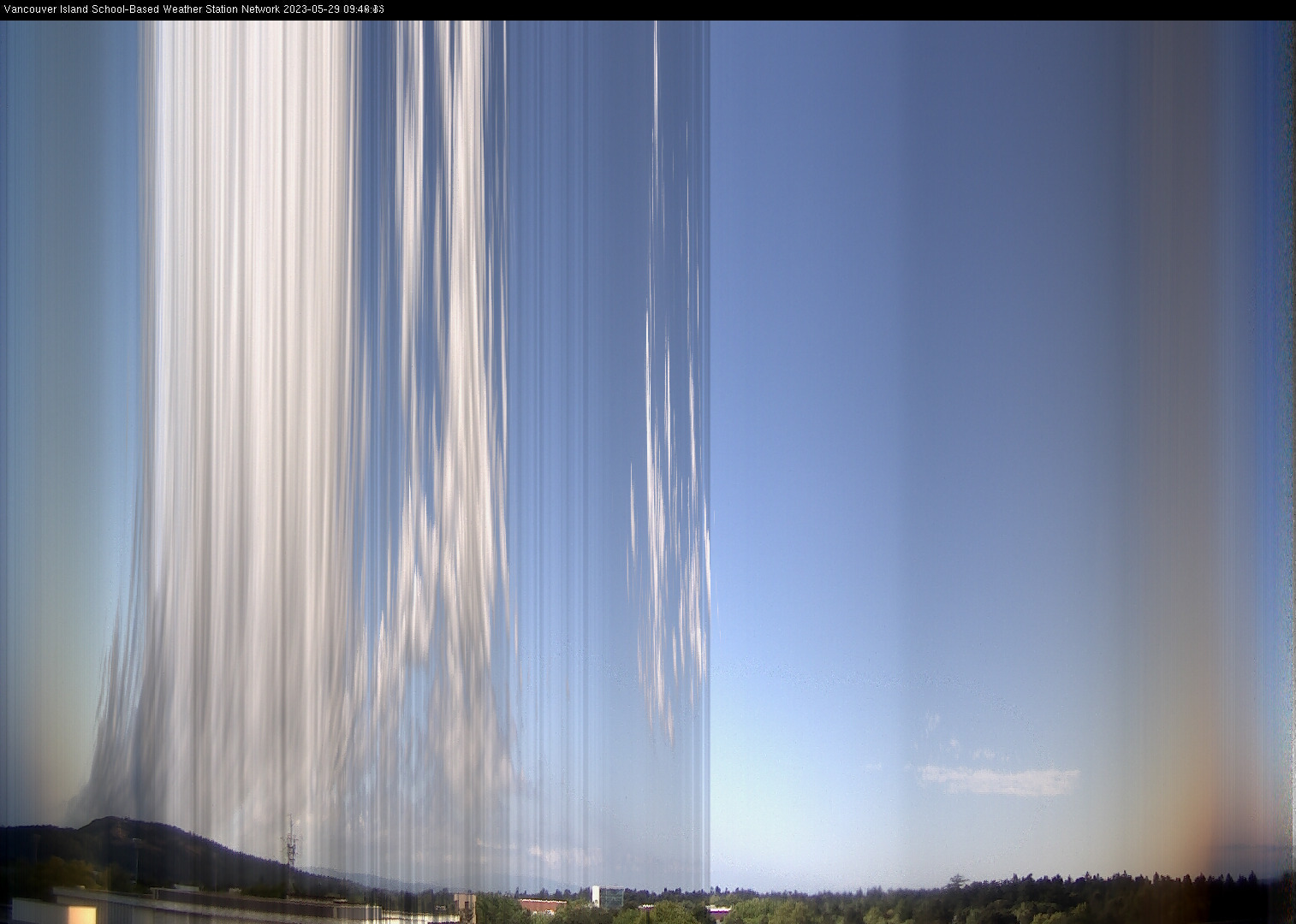 image of the sky seen from UVic, each column of pixels is a different minute, keogram