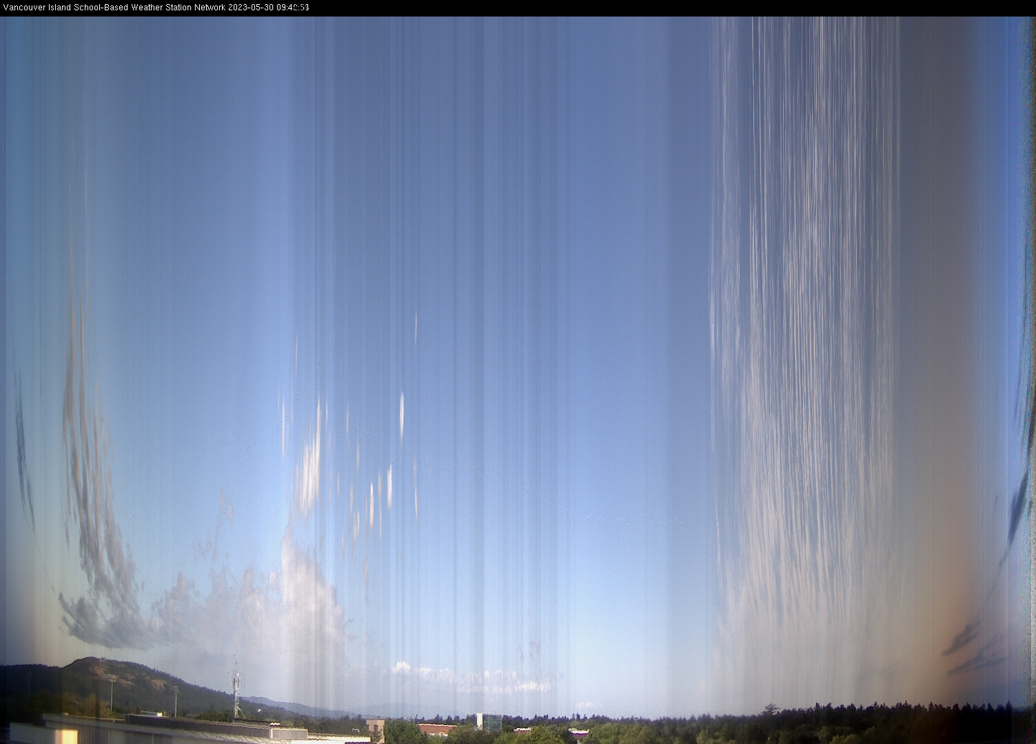 image of the sky seen from UVic, each column of pixels is a different minute, keogram