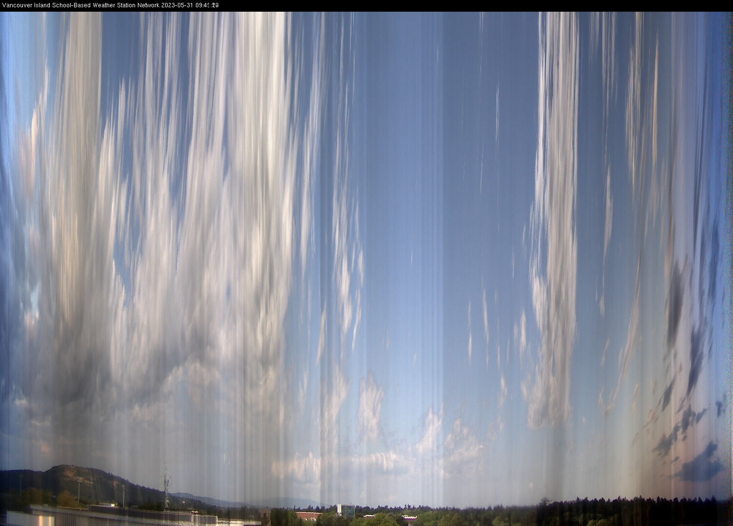 image of the sky seen from UVic, each column of pixels is a different minute, keogram