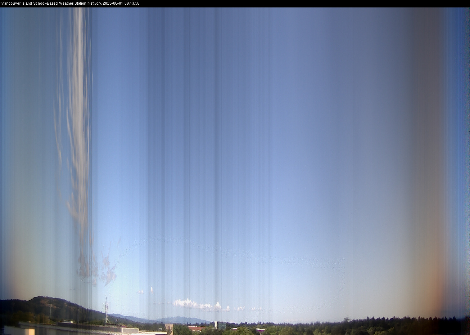 image of the sky seen from UVic, each column of pixels is a different minute, keogram