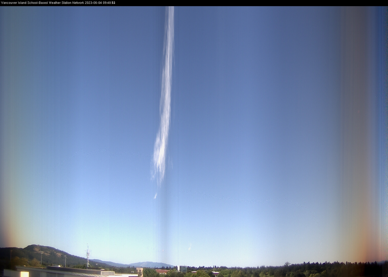 image of the sky seen from UVic, each column of pixels is a different minute, keogram