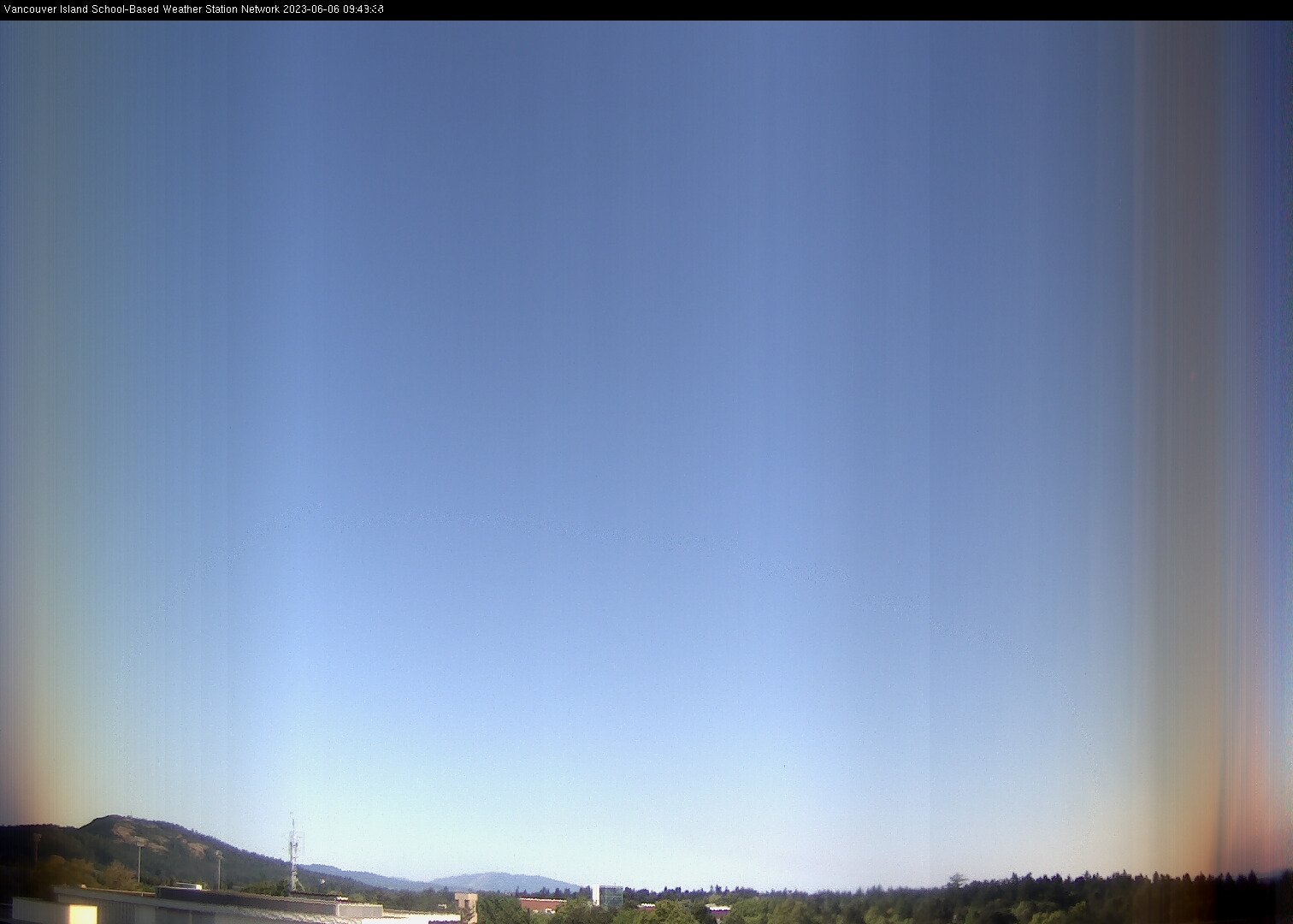 image of the sky seen from UVic, each column of pixels is a different minute, keogram