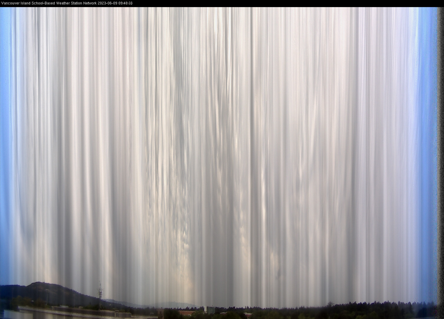 image of the sky seen from UVic, each column of pixels is a different minute, keogram
