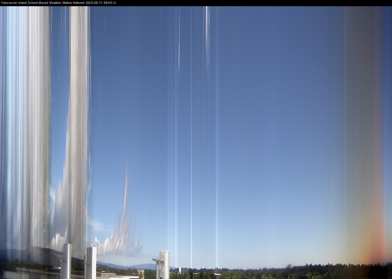 image of the sky seen from UVic, each column of pixels is a different minute, keogram