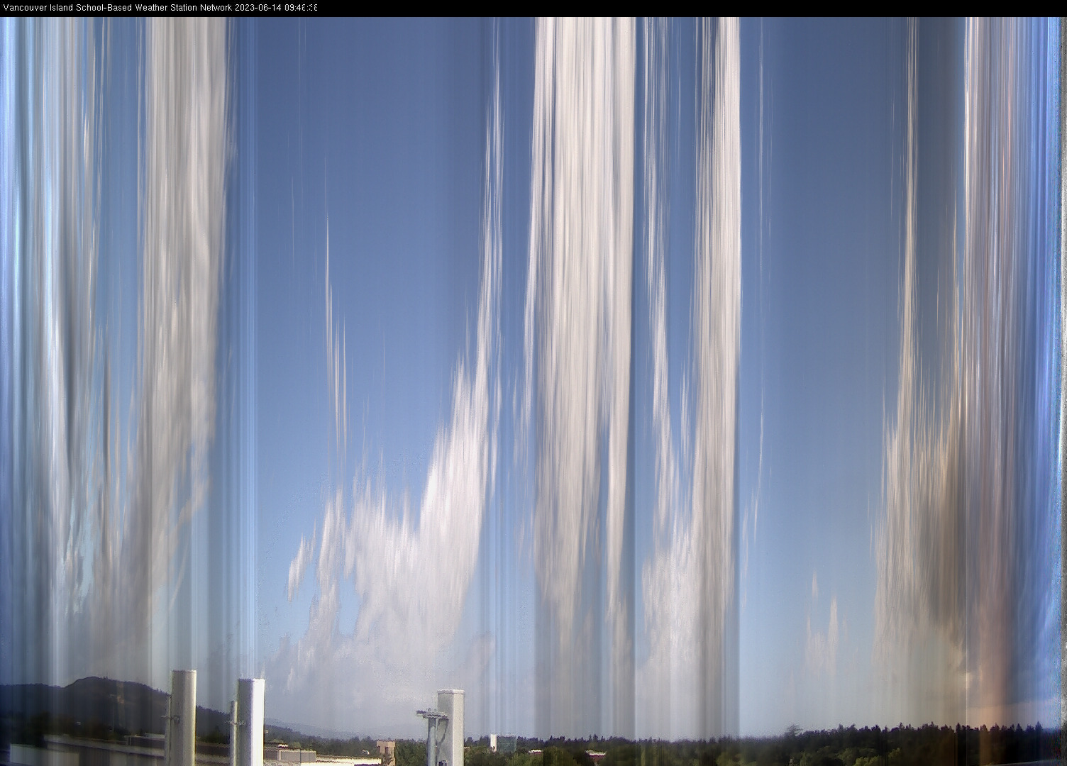image of the sky seen from UVic, each column of pixels is a different minute, keogram