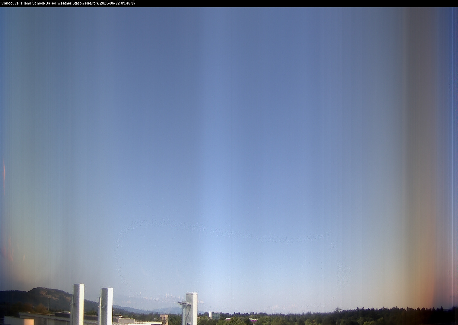 image of the sky seen from UVic, each column of pixels is a different minute, keogram