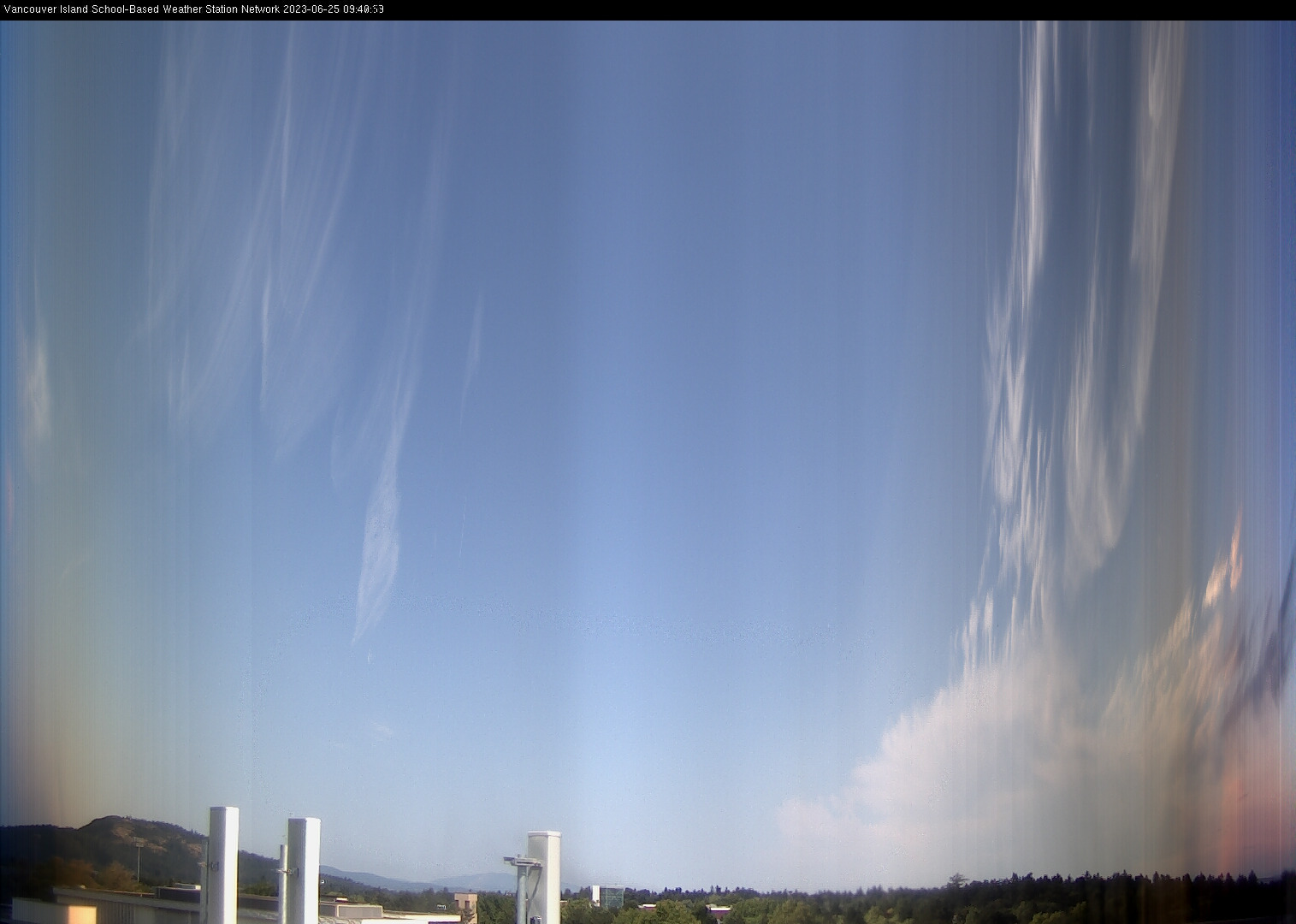 image of the sky seen from UVic, each column of pixels is a different minute, keogram