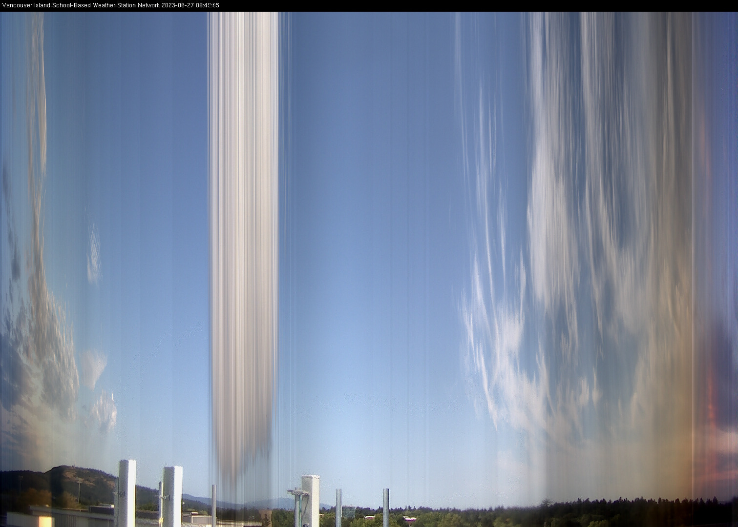 image of the sky seen from UVic, each column of pixels is a different minute, keogram
