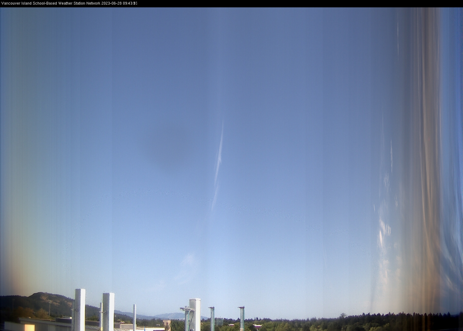 image of the sky seen from UVic, each column of pixels is a different minute, keogram
