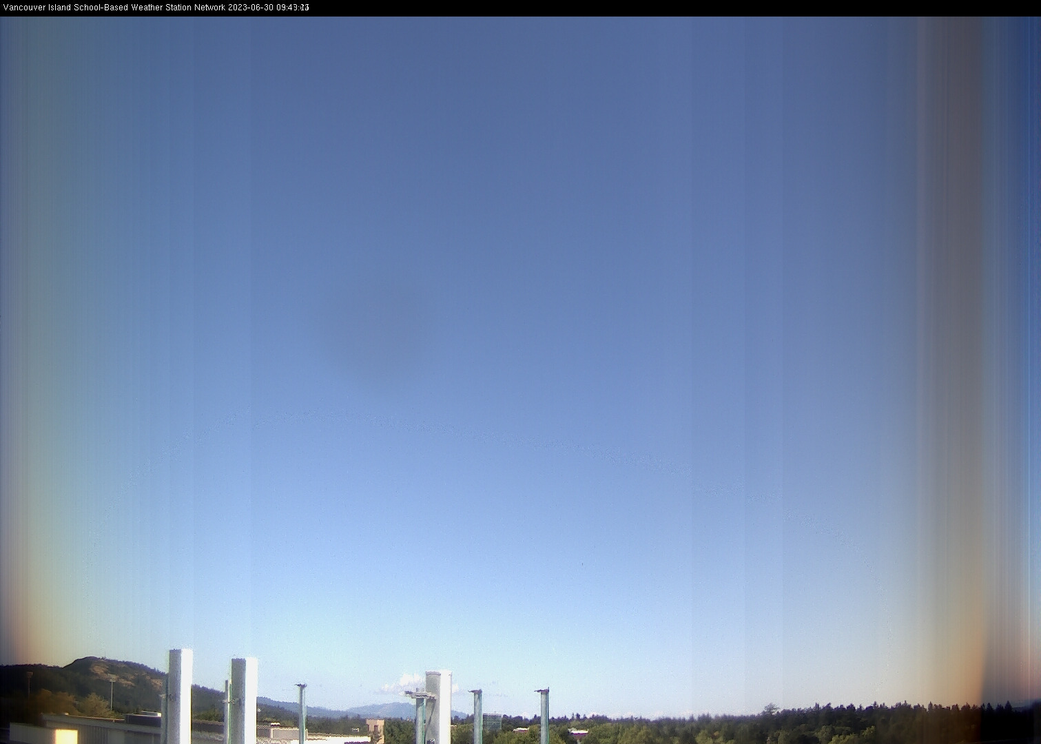 image of the sky seen from UVic, each column of pixels is a different minute, keogram