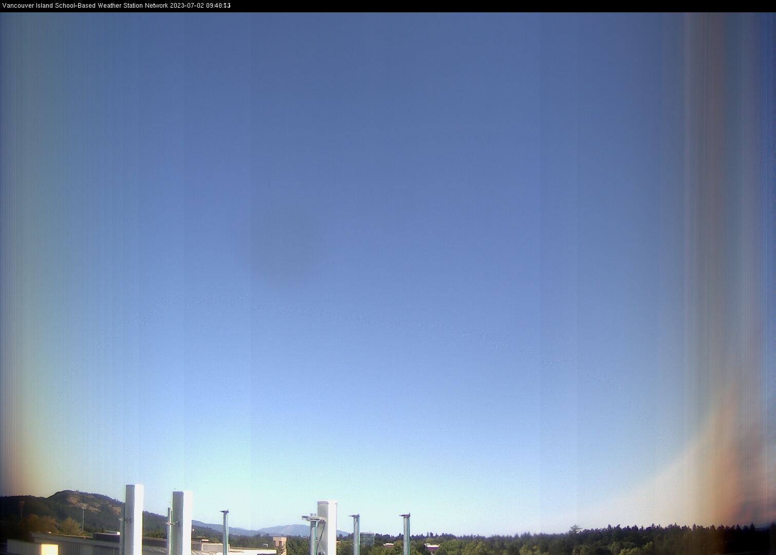 image of the sky seen from UVic, each column of pixels is a different minute, keogram