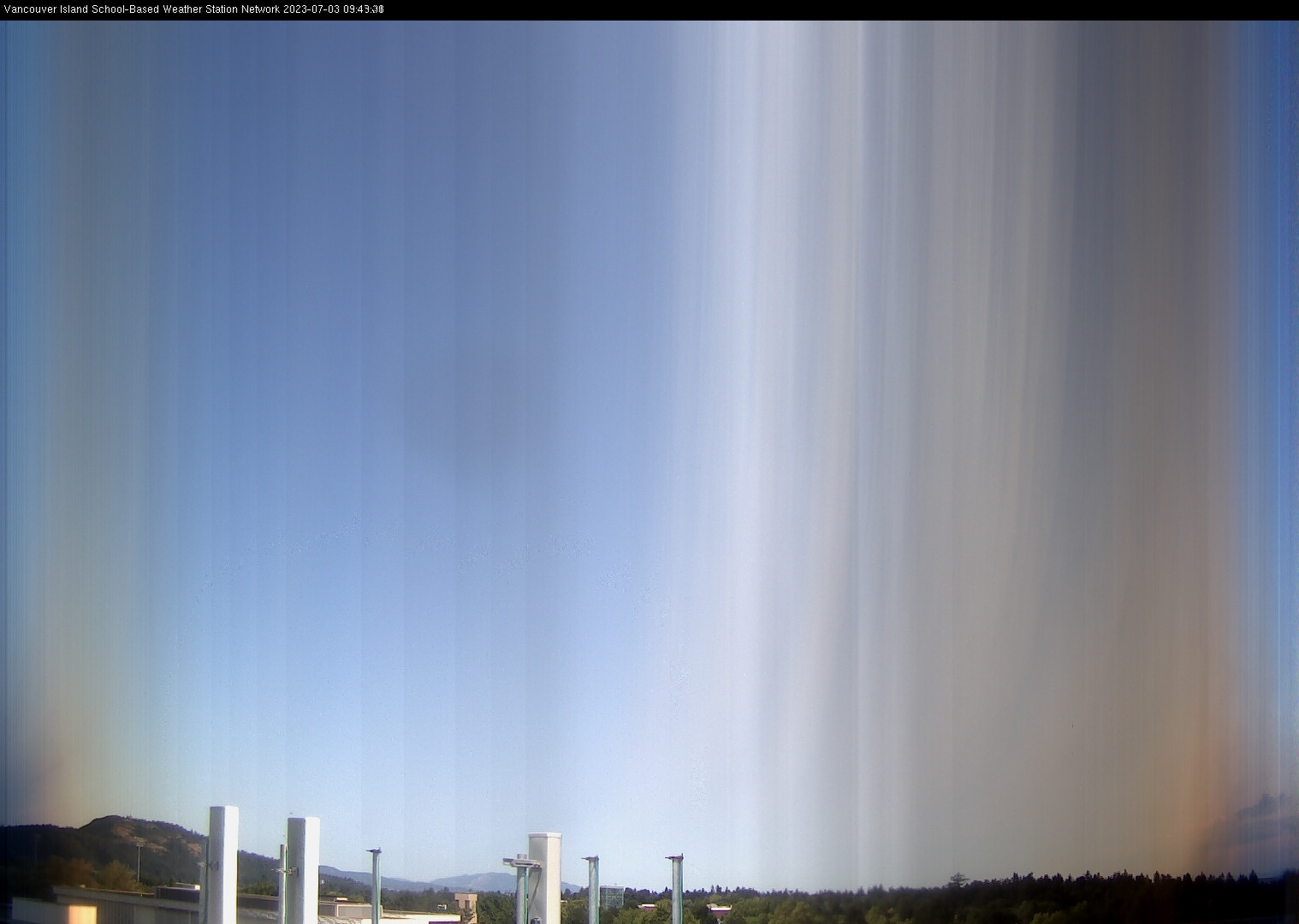 image of the sky seen from UVic, each column of pixels is a different minute, keogram
