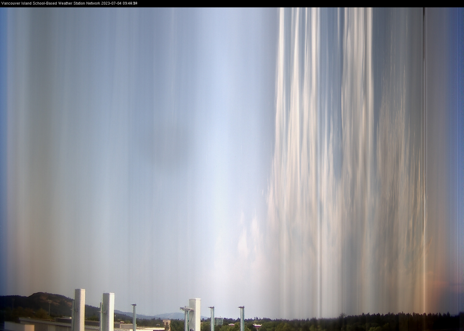 image of the sky seen from UVic, each column of pixels is a different minute, keogram