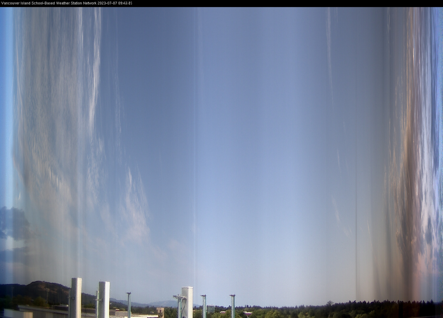 image of the sky seen from UVic, each column of pixels is a different minute, keogram