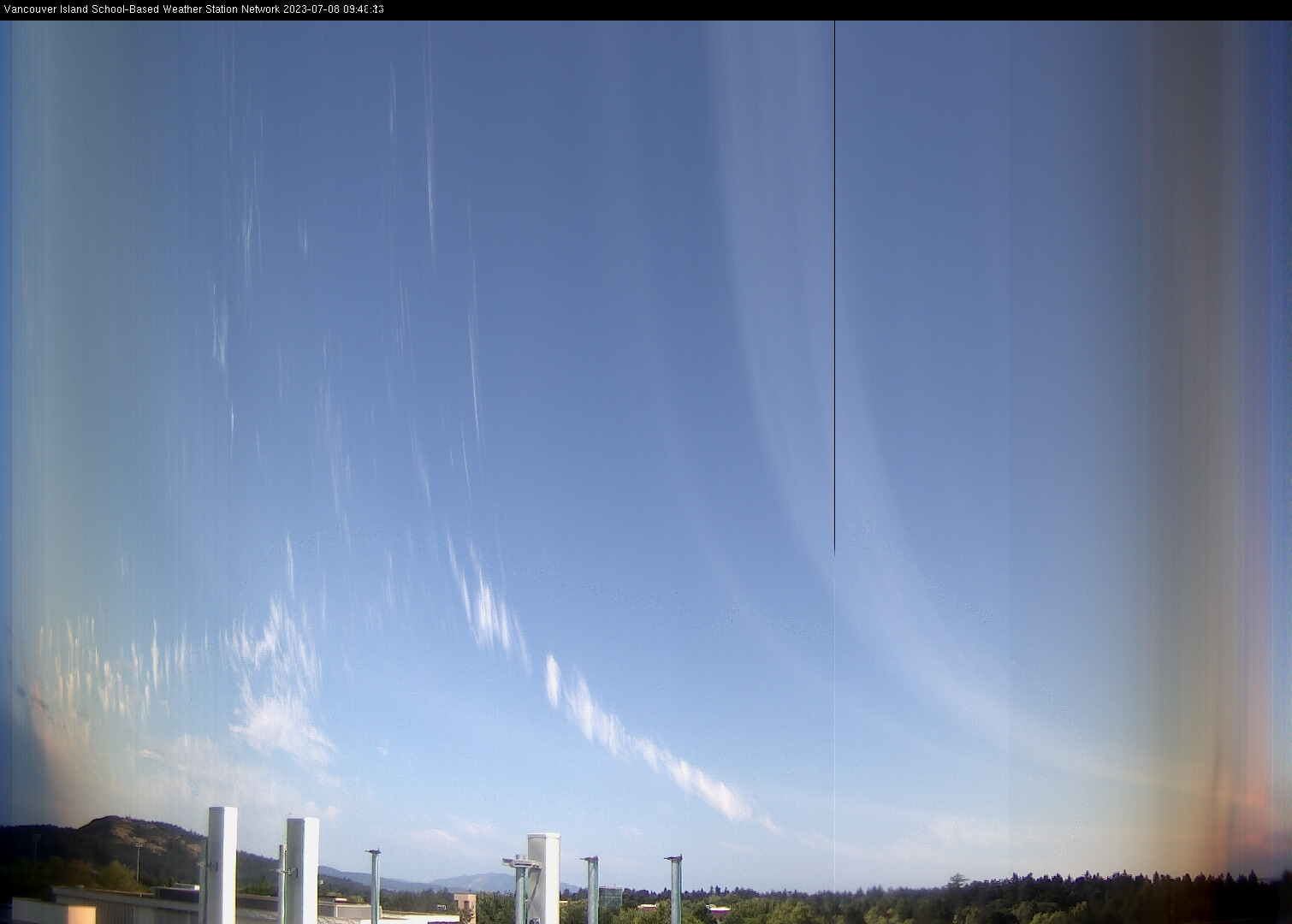 image of the sky seen from UVic, each column of pixels is a different minute, keogram