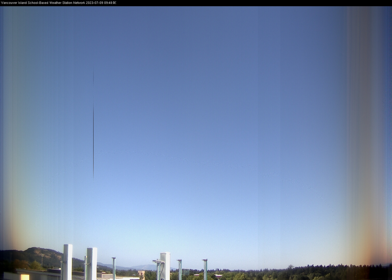 image of the sky seen from UVic, each column of pixels is a different minute, keogram