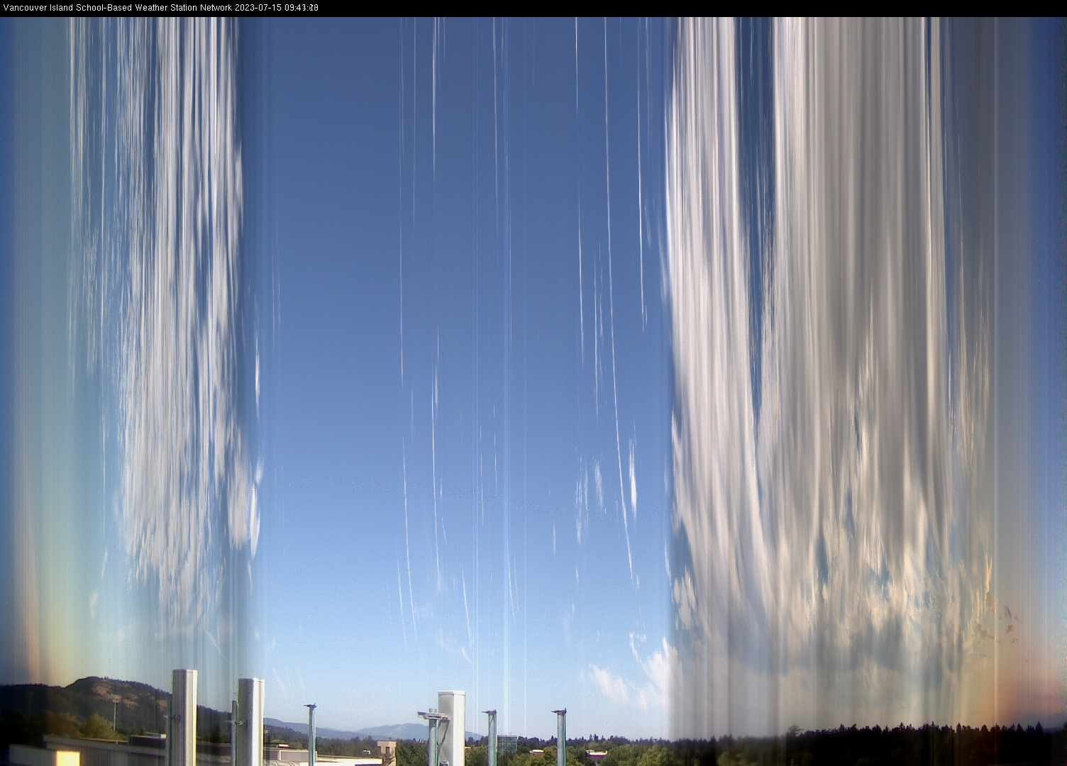 image of the sky seen from UVic, each column of pixels is a different minute, keogram