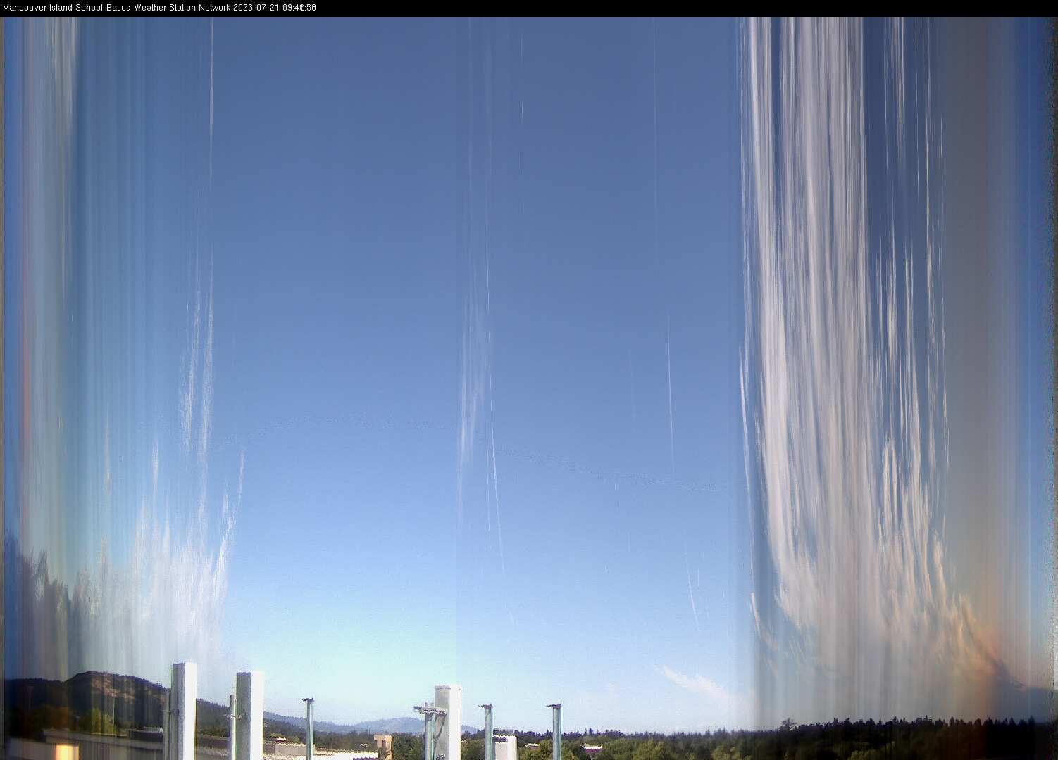 image of the sky seen from UVic, each column of pixels is a different minute, keogram