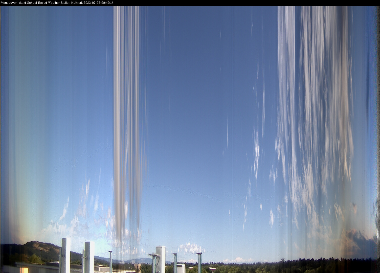 image of the sky seen from UVic, each column of pixels is a different minute, keogram