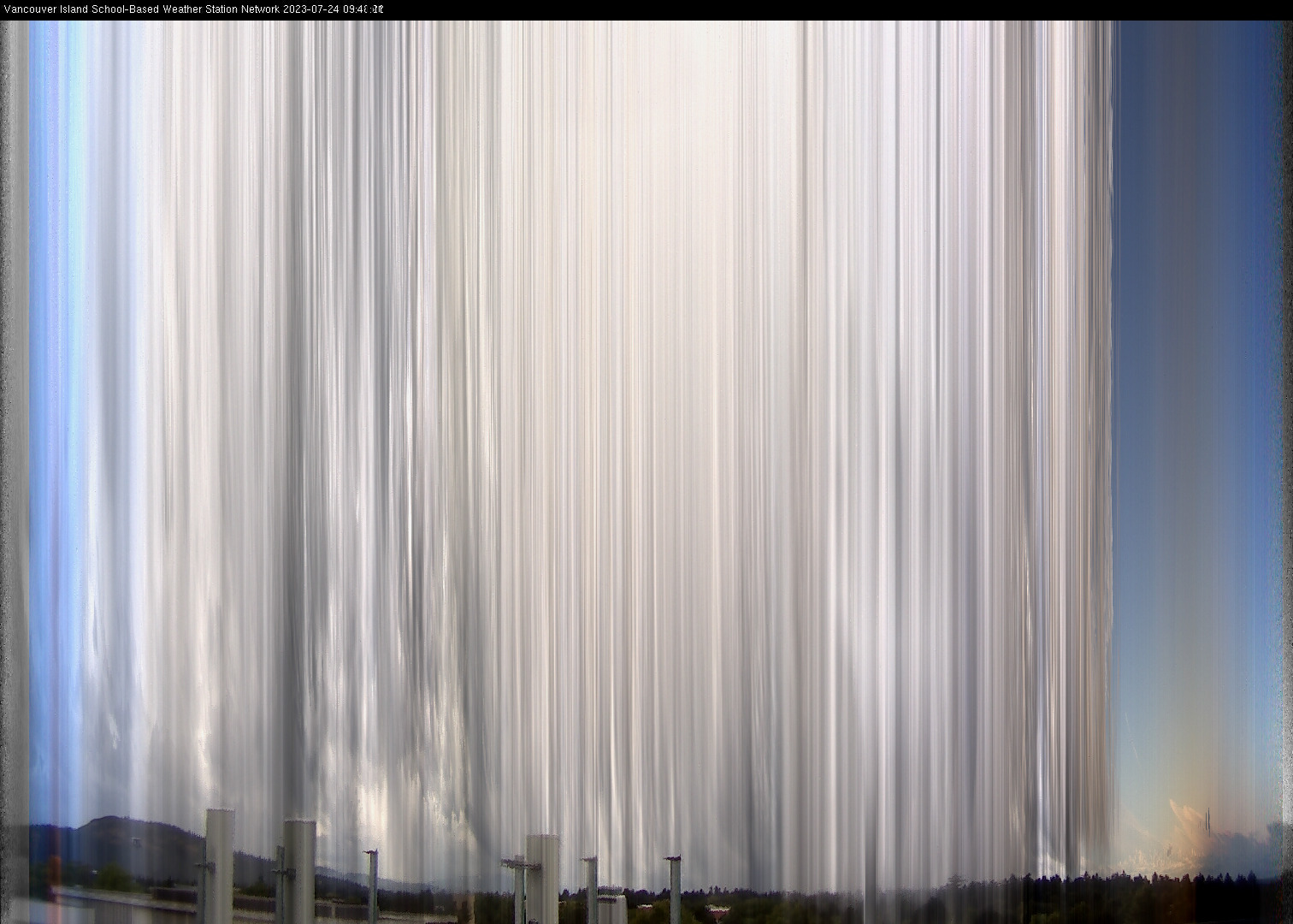 image of the sky seen from UVic, each column of pixels is a different minute, keogram