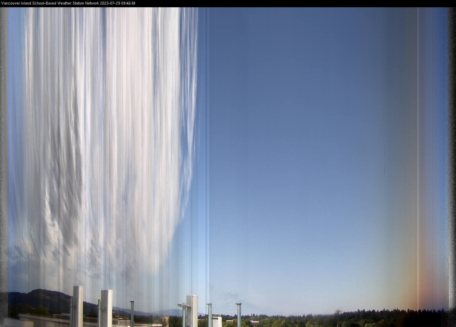 image of the sky seen from UVic, each column of pixels is a different minute, keogram