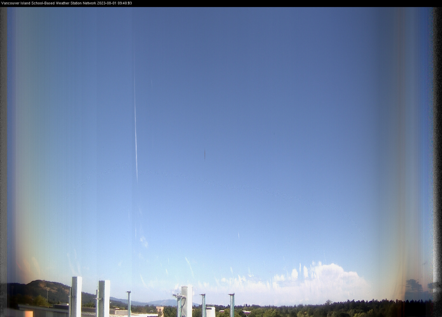image of the sky seen from UVic, each column of pixels is a different minute, keogram