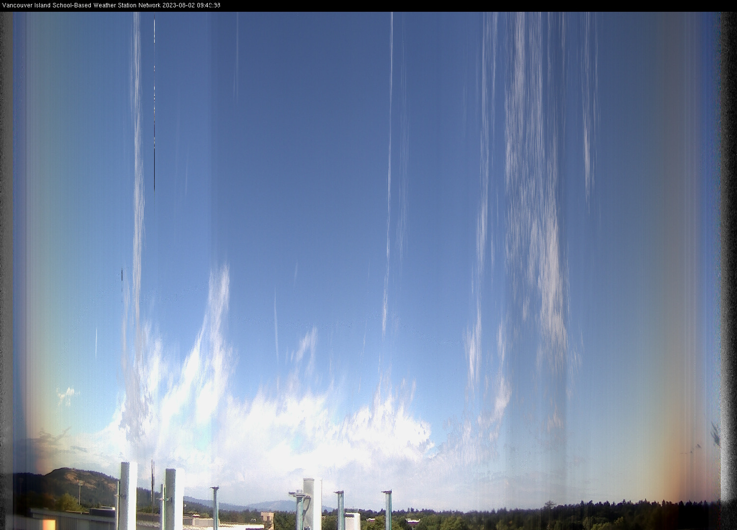 image of the sky seen from UVic, each column of pixels is a different minute, keogram