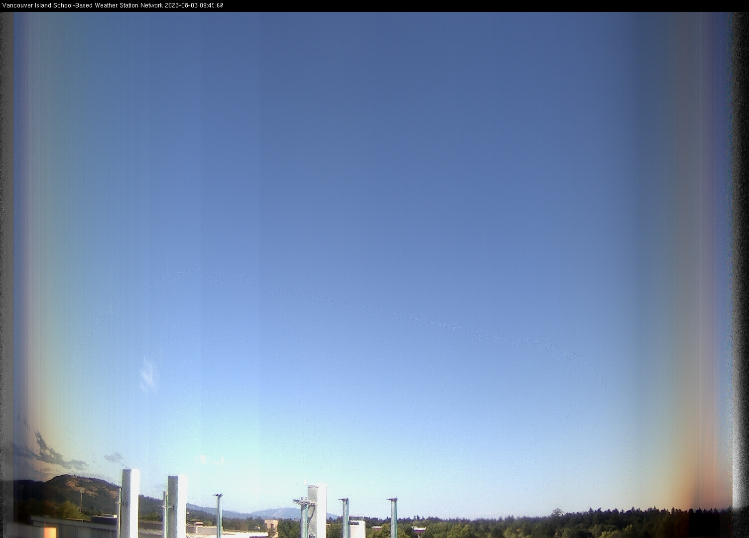 image of the sky seen from UVic, each column of pixels is a different minute, keogram