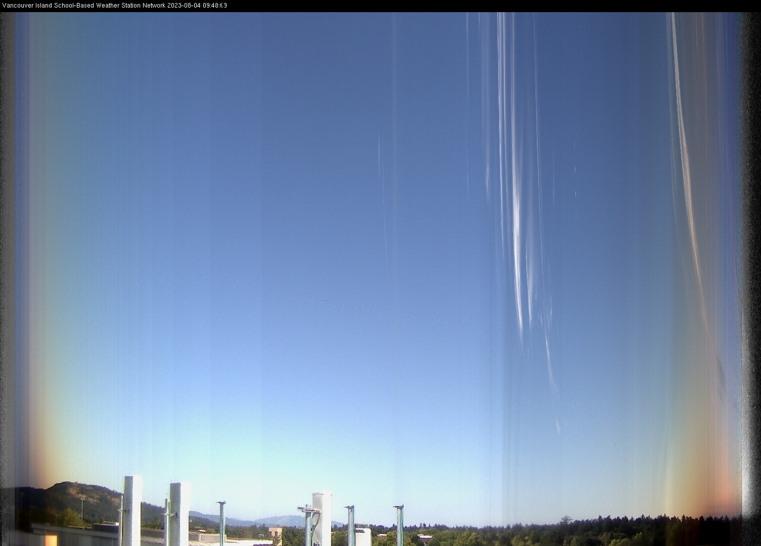 image of the sky seen from UVic, each column of pixels is a different minute, keogram