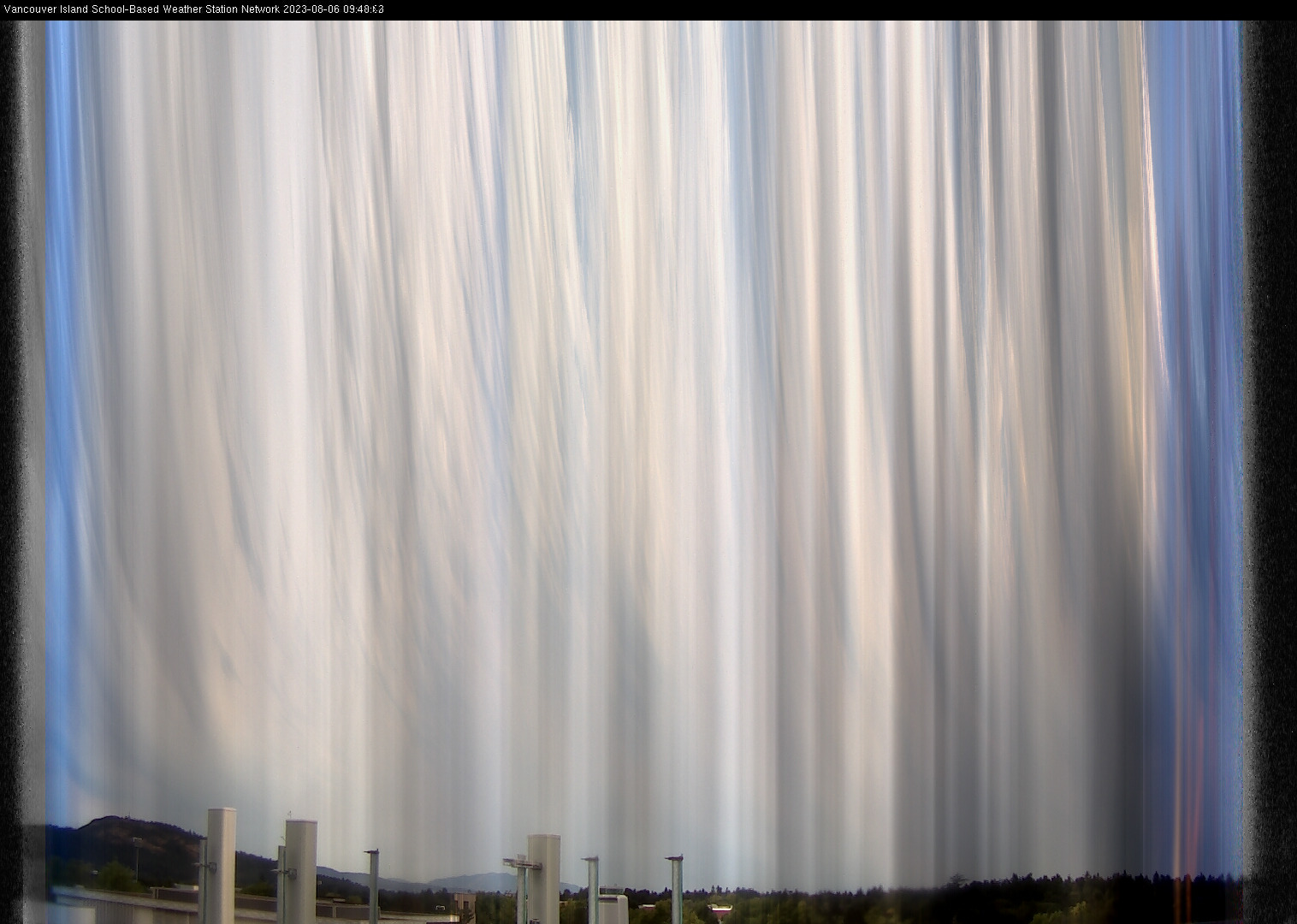 image of the sky seen from UVic, each column of pixels is a different minute, keogram