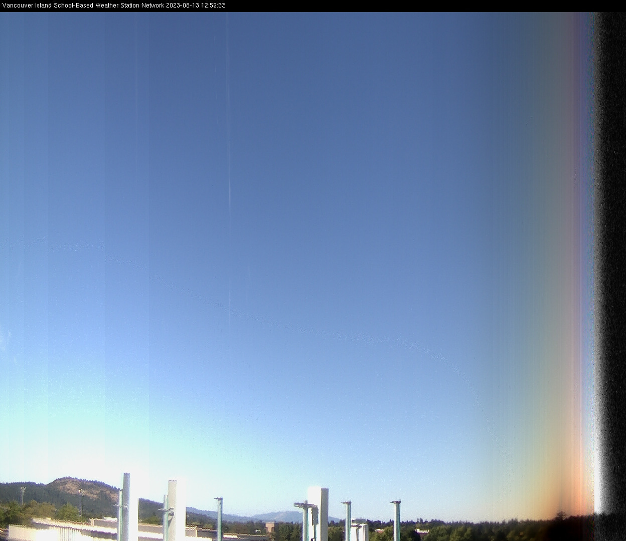 image of the sky seen from UVic, each column of pixels is a different minute, keogram
