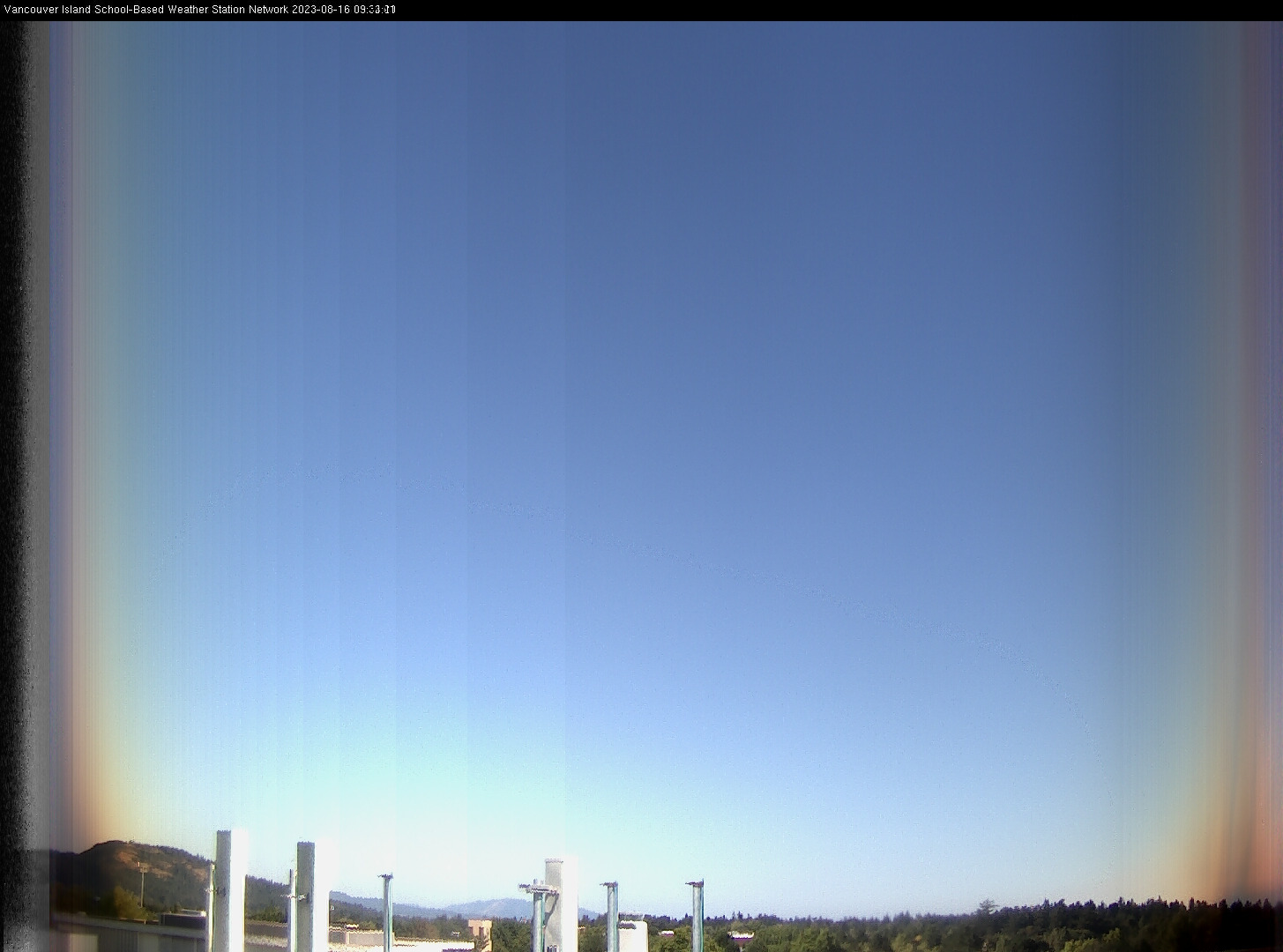image of the sky seen from UVic, each column of pixels is a different minute, keogram