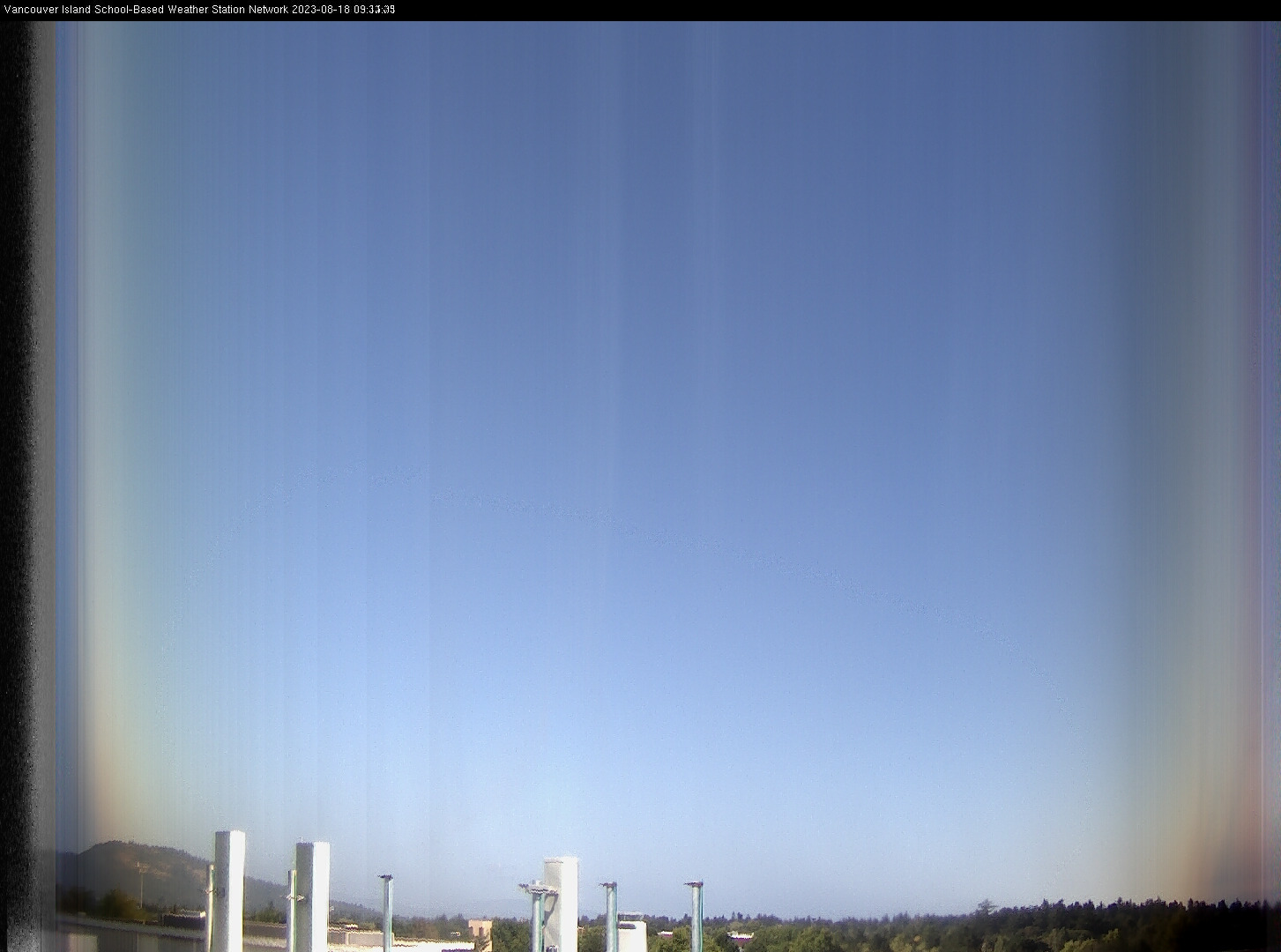 image of the sky seen from UVic, each column of pixels is a different minute, keogram