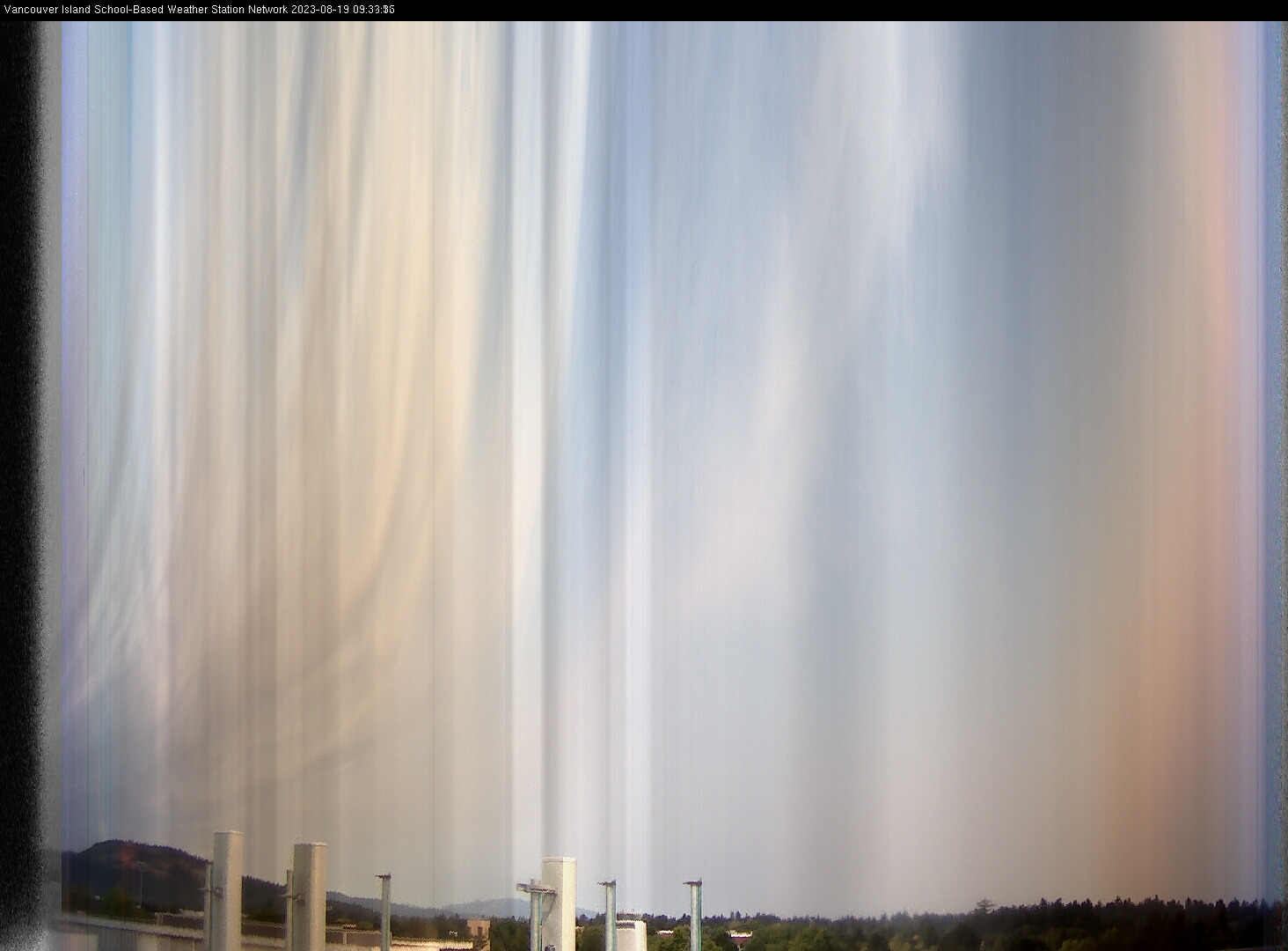 image of the sky seen from UVic, each column of pixels is a different minute, keogram
