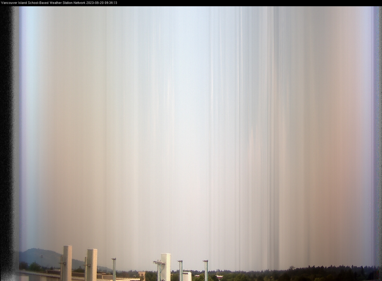 image of the sky seen from UVic, each column of pixels is a different minute, keogram