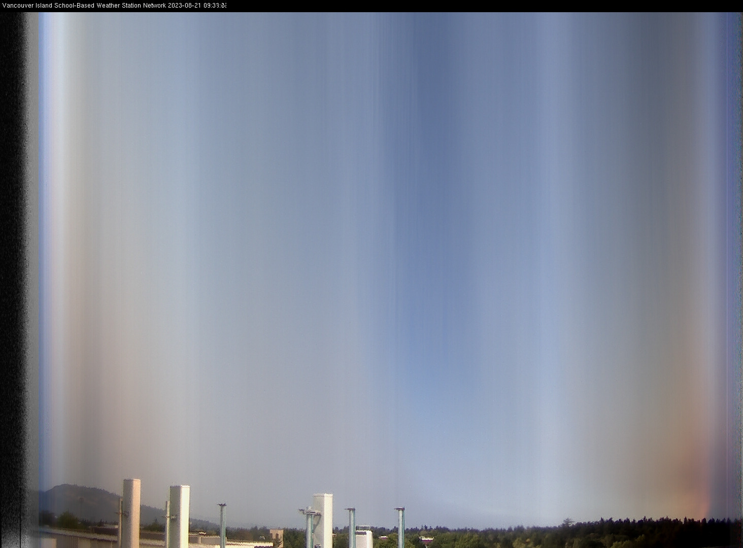 image of the sky seen from UVic, each column of pixels is a different minute, keogram