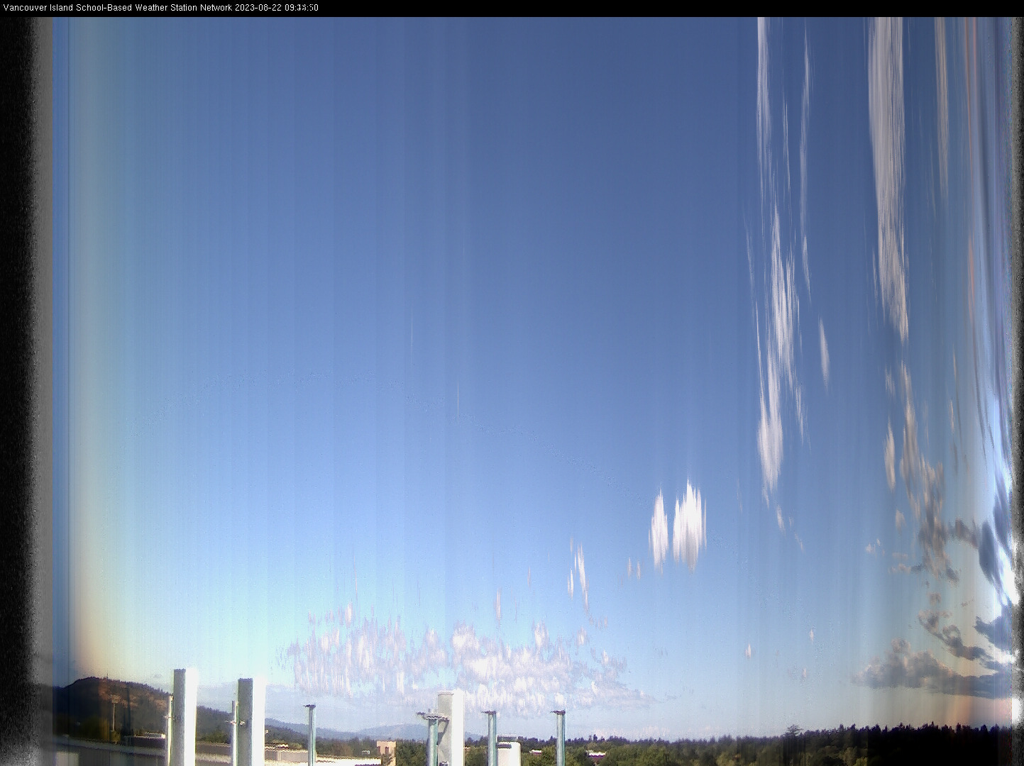 image of the sky seen from UVic, each column of pixels is a different minute, keogram