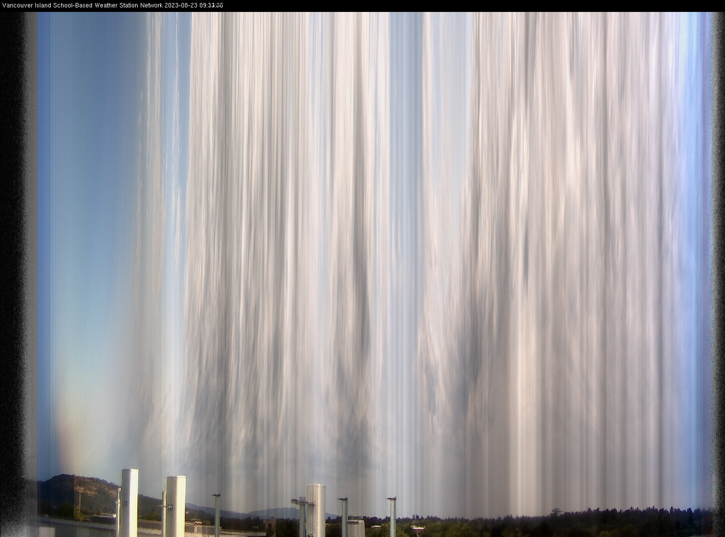 image of the sky seen from UVic, each column of pixels is a different minute, keogram
