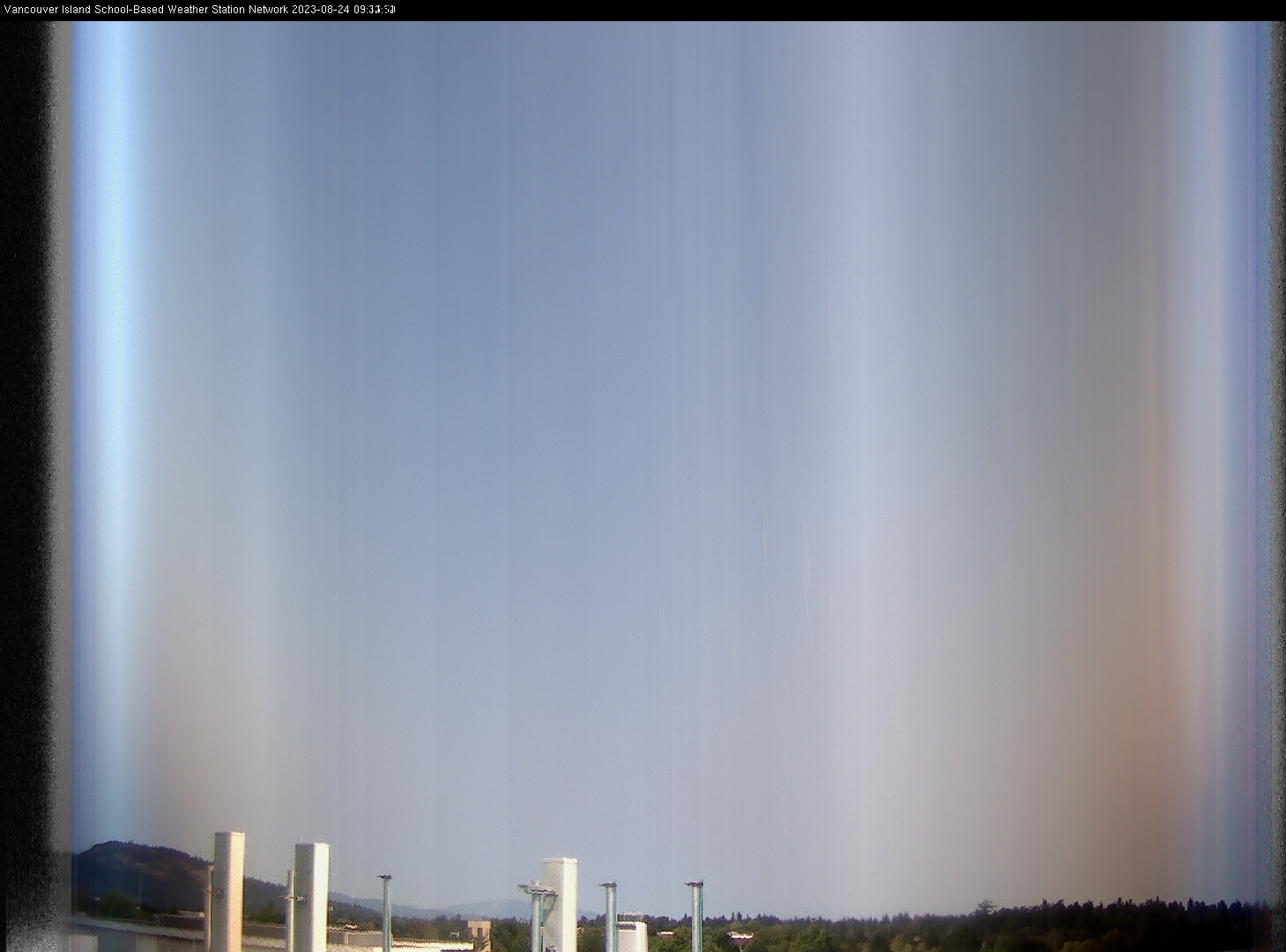 image of the sky seen from UVic, each column of pixels is a different minute, keogram