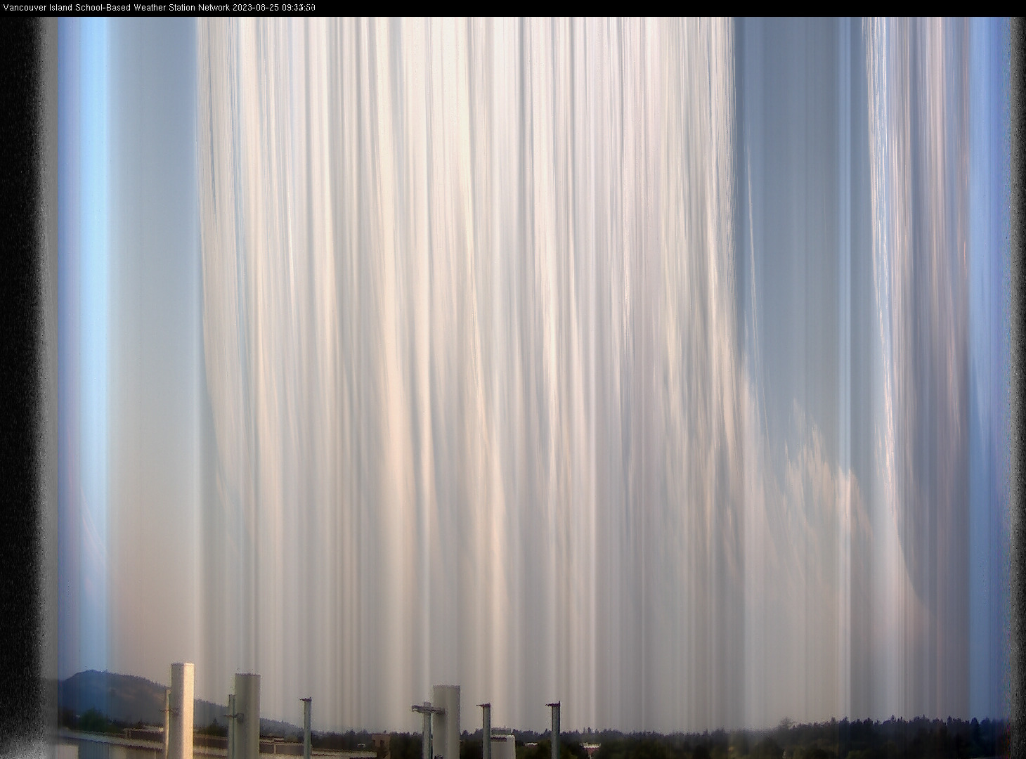 image of the sky seen from UVic, each column of pixels is a different minute, keogram