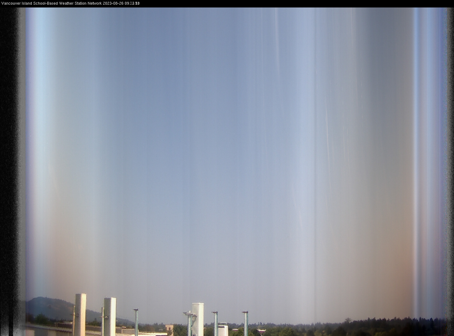 image of the sky seen from UVic, each column of pixels is a different minute, keogram
