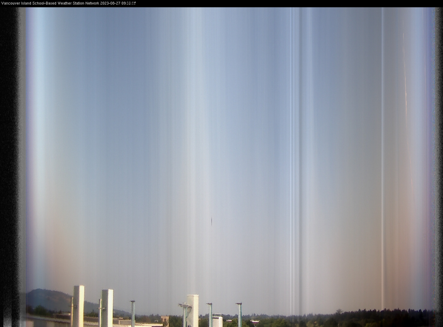 image of the sky seen from UVic, each column of pixels is a different minute, keogram