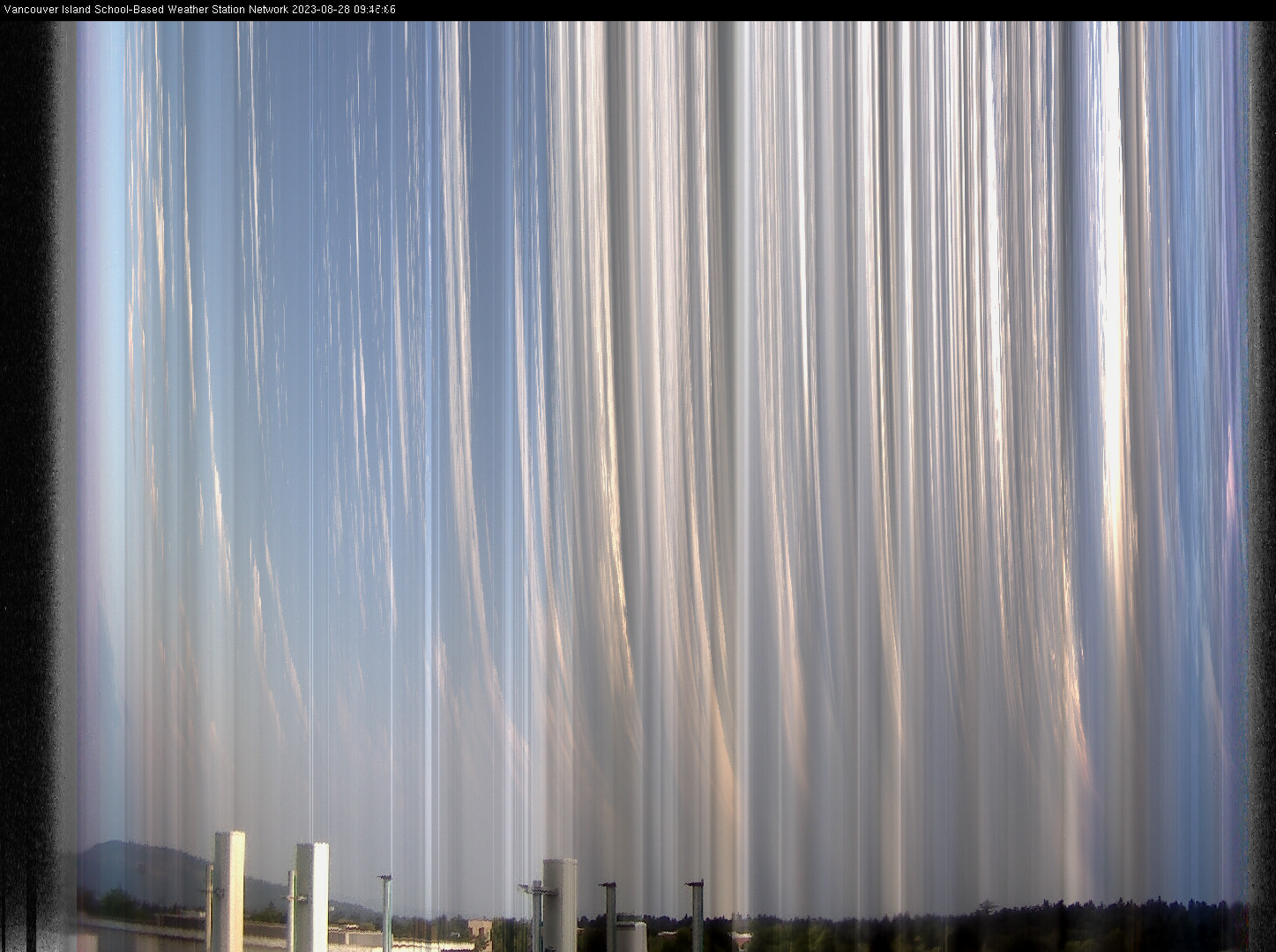 image of the sky seen from UVic, each column of pixels is a different minute, keogram