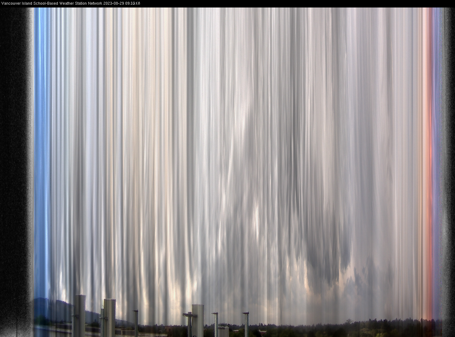 image of the sky seen from UVic, each column of pixels is a different minute, keogram