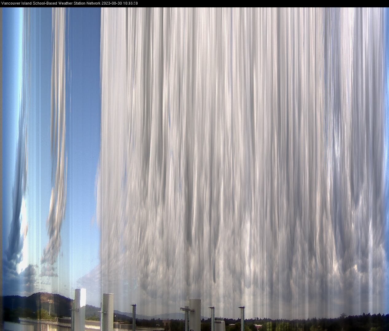 image of the sky seen from UVic, each column of pixels is a different minute, keogram