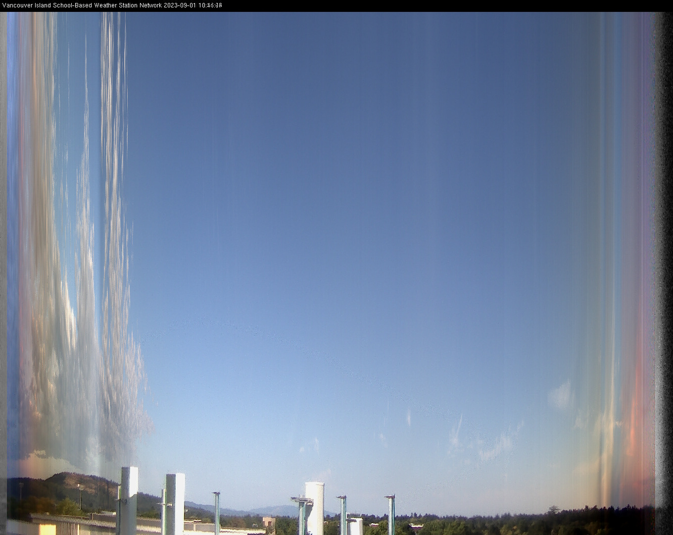 image of the sky seen from UVic, each column of pixels is a different minute, keogram